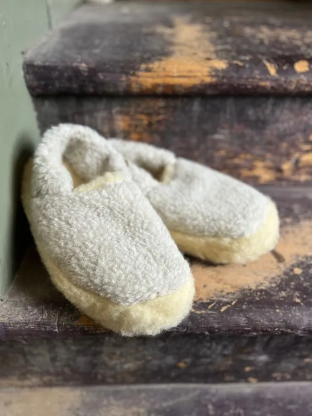 Wool Slippers|Slippers*Sweater Shop Light Grey Wool Slippers