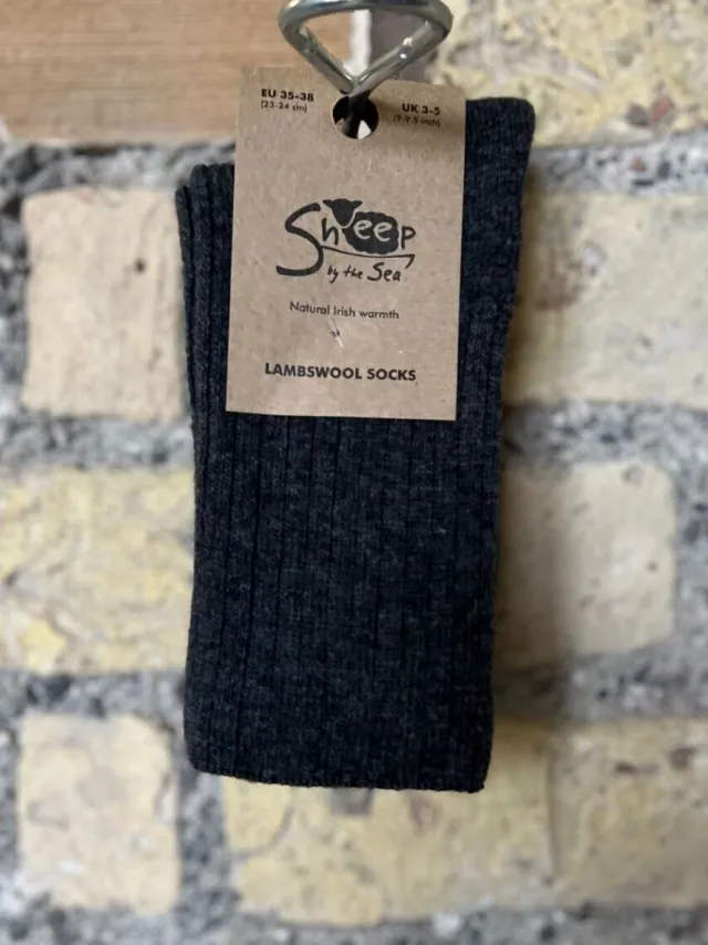 Aran Wool Socks*Sweater Shop Luxurious Lambswool Socks - Charcoal