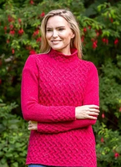 Womens Irish Knitwear|Cashmere And Merino Wool Sweaters*Sweater Shop Luxurious Wool & Cashmere Trellis Sweater - Bramble Berry