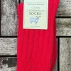 Aran Wool Socks|Wool Slippers*Sweater Shop Luxury Ladies Cashmere Blend Socks- Bright Red (size 35-39)