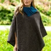 Womens Aran & Tweed Coats|Ladies Aran Ponchos & Capes*Sweater Shop Made in Ireland Tweed Poncho with Collar Grey