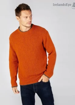 Cashmere And Merino Sweaters|Mens Fisherman Sweaters*Sweater Shop Men's Crew Neck Wool and Cashmere Sweater Terracotta
