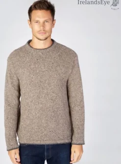 Mens Fisherman Sweaters|Mens Knitwear*Sweater Shop Men's Crew Neck Wool and Cashmere Sweater Rocky Ground
