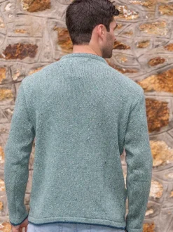 Cashmere And Merino Sweaters|Mens Knitwear*Sweater Shop Men's Crew Neck Wool and Cashmere Ocean Mist