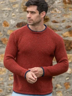 Mens Knitwear|Cashmere And Merino Sweaters*Sweater Shop Men's Wool and Cashmere Crew Neck Copper Marl