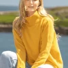 Designer Knitwear|Womens Irish Knitwear*Sweater Shop Merino Wool & Cashmere High Neck Sweater Mustard
