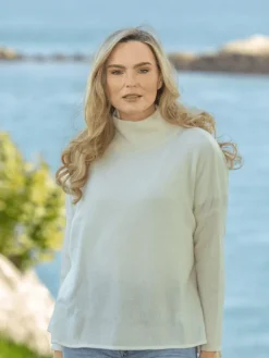 Womens Irish Knitwear|Cashmere And Merino Wool Sweaters*Sweater Shop Merino Wool & Cashmere High Neck Sweater Royal White