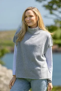 Cashmere And Merino Wool Sweaters*Sweater Shop Merino Wool & Cashmere Short Sleeve Sweater Silver Grey