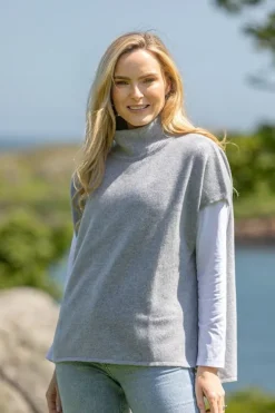 Cashmere And Merino Wool Sweaters*Sweater Shop Merino Wool & Cashmere Short Sleeve Sweater Silver Grey