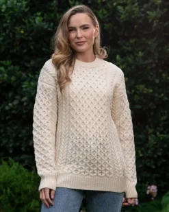 Womens Aran Fisherman Sweaters*Sweater Shop Merino Wool Aran Sweater Natural - Unisex