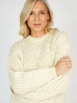 Womens Aran Fisherman Sweaters*Sweater Shop Merino Wool Aran Sweater Natural - Unisex