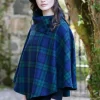 Womens Irish Knitwear*Sweater Shop Mucros Tweed Poncho Navy and Green