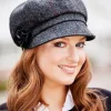 Ladies Hats*Sweater Shop Newsboy Cap Charcoal Herringbone col.31 One Size