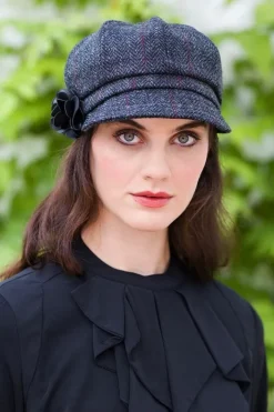 Ladies Hats*Sweater Shop Newsboy Cap Charcoal Herringbone col.31 One Size
