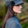 Aran Wool Hats|Ladies Hats*Sweater Shop Newsboy Cap Green / Blue / Brown Check Col: 782
