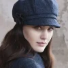 Ladies Hats*Sweater Shop Newsboy Cap Navy Herringbone col.34
