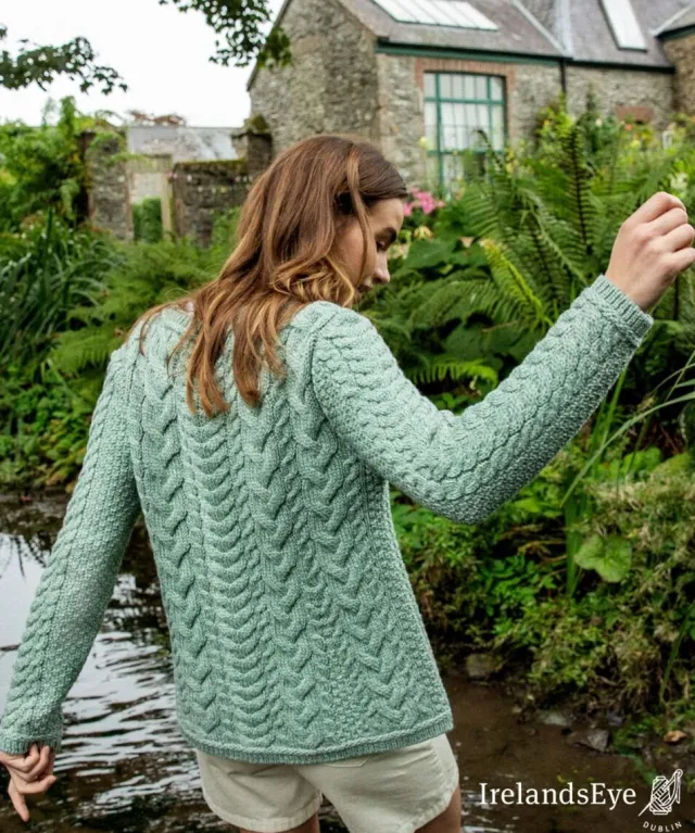 Womens Irish Knitwear*Sweater Shop Primrose Aran Sweater Sage