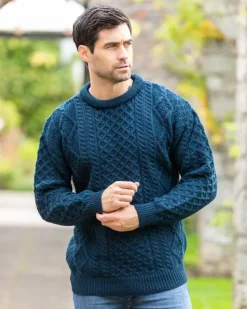 Womens Irish Knitwear*Sweater Shop Pure Wool Aran Sweater Unisex Black Watch