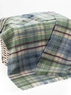 Pure Wool Throw*Sweater Shop Pure Wool Throw Blue Green Plaid - Col.LW100