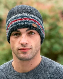 Aran Wool Hats|Mens Caps*Sweater Shop Rib Pullon Hat Charcoal Grey