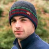 Aran Wool Hats|Mens Caps*Sweater Shop Rib pullon Turnup Hat Charcoal Green