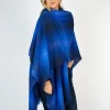 Ladies Aran Ponchos & Capes*Sweater Shop Ruanna Celtic Cape Blue Check