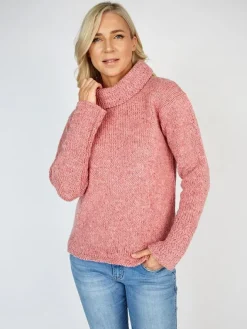 Womens Irish Knitwear|Womens Aran Fisherman Sweaters*Sweater Shop Shawl Neck Sweater Pink