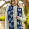 Ladies Aran Scarves*Sweater Shop Sheep Motif Scarf Navy
