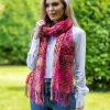 Ladies Aran Scarves*Sweater Shop Suantrai of Ireland Open Weave Wool Scarf Pink