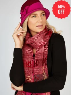 Ladies Aran Scarves*Sweater Shop Suantrai of Ireland Open Weave Wool Scarf Pink