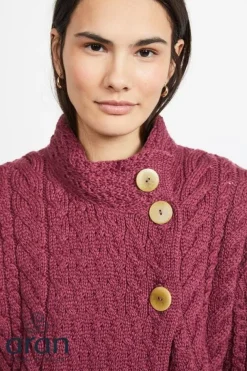 Womens Irish Knitwear|Ladies Cardigans*Sweater Shop Super Soft Aran Button Cardigan Rose