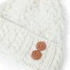 Aran Wool Hats|Ladies Hats*Sweater Shop Super Soft Aran Hat with Triskelion Buttons - natural