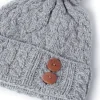 Aran Wool Hats|Ladies Hats*Sweater Shop Super Soft Aran Hat with Triskelion Buttons Oatmeal