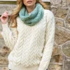 Ladies Merino Wool Scarves|Ladies Aran Scarves*Sweater Shop Super Soft Aran Snood Mint
