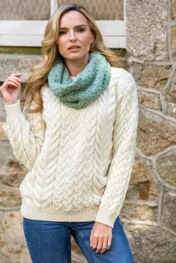 Ladies Merino Wool Scarves|Ladies Aran Scarves*Sweater Shop Super Soft Aran Snood Mint