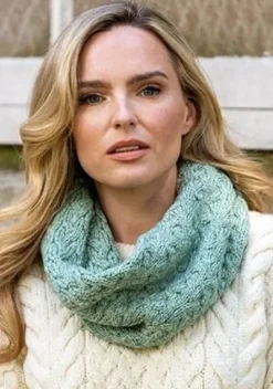 Ladies Merino Wool Scarves|Ladies Aran Scarves*Sweater Shop Super Soft Aran Snood Mint
