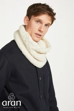 Mens Aran Scarves*Sweater Shop Super Soft Aran Snood Natural