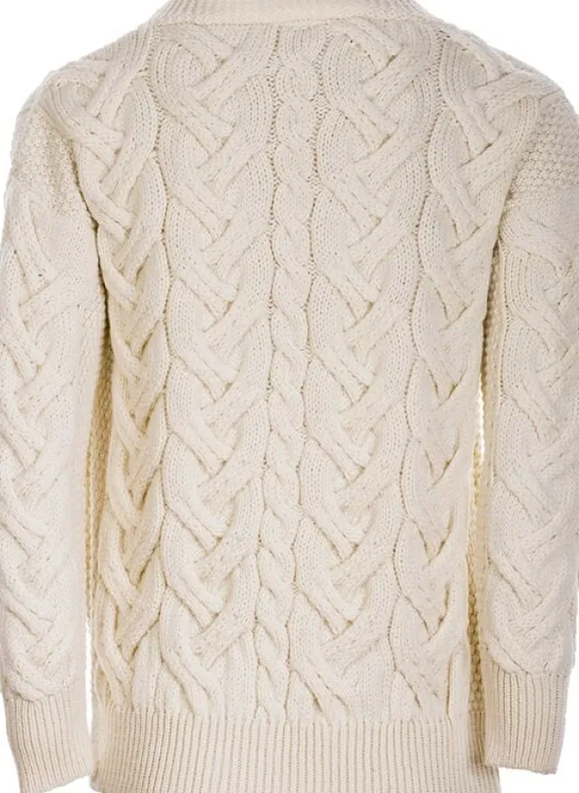 Womens Irish Knitwear|Ladies Cardigans*Sweater Shop Super Soft Aran V Neck Cardigan Natural