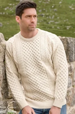 Mens Fisherman Sweaters|Mens Knitwear*Sweater Shop Super Soft Crew Neck Sweater - Natural