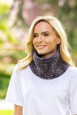 Ladies Merino Wool Scarves|Designer Knitwear*Sweater Shop Super Soft handmade Irish Snood - Charcoal
