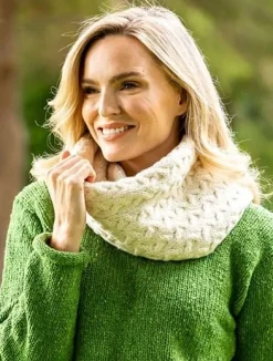 Ladies Merino Wool Scarves|Ladies Aran Scarves*Sweater Shop Super Soft Irish Aran Snood Natural