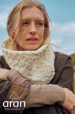 Ladies Merino Wool Scarves|Ladies Aran Scarves*Sweater Shop Super Soft Irish Aran Snood Natural