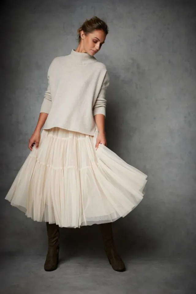 Designer Knitwear|Womens Irish Knitwear*Sweater Shop Super Soft Merino Wool / Cashmere Sweater - Beige