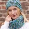 Ladies Merino Wool Scarves*Sweater Shop Super Soft Merino Wool Handmade Snood and Hat Set - Turquoise