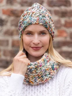 Ladies Merino Wool Scarves*Sweater Shop Super Soft Merino Wool Handmade Snood and Hat Set - Multicolour