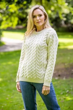 Womens Irish Knitwear|Womens Aran Fisherman Sweaters*Sweater Shop Super Soft Merino Wool Sweater Natural