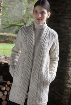 Womens Irish Knitwear*Sweater Shop Supersoft Edge to Edge Coat Natural