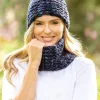 Ladies Merino Wool Scarves|Womens Irish Knitwear*Sweater Shop Super-soft Navy mix Snood - Made in Ireland