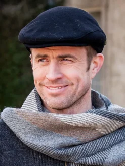 Aran Wool Hats|Mens Caps*Sweater Shop Trinity Flat Cap Black