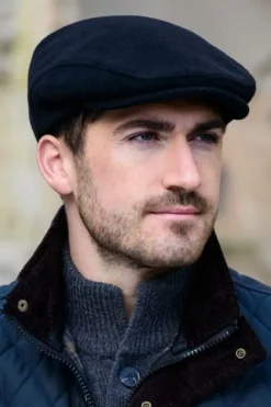 Aran Wool Hats|Mens Caps*Sweater Shop Trinity Flat Cap Black